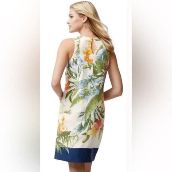 ❤️ Tommy Bahama Madeira Blooms Heritage Silk Sleeveless Tropical Shift Dress XXS - Picture 2 of 10
